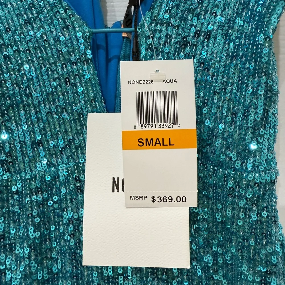Aqua Turquoise Sequin Dress Size S by NOOKIE - Picture 4 of 5
